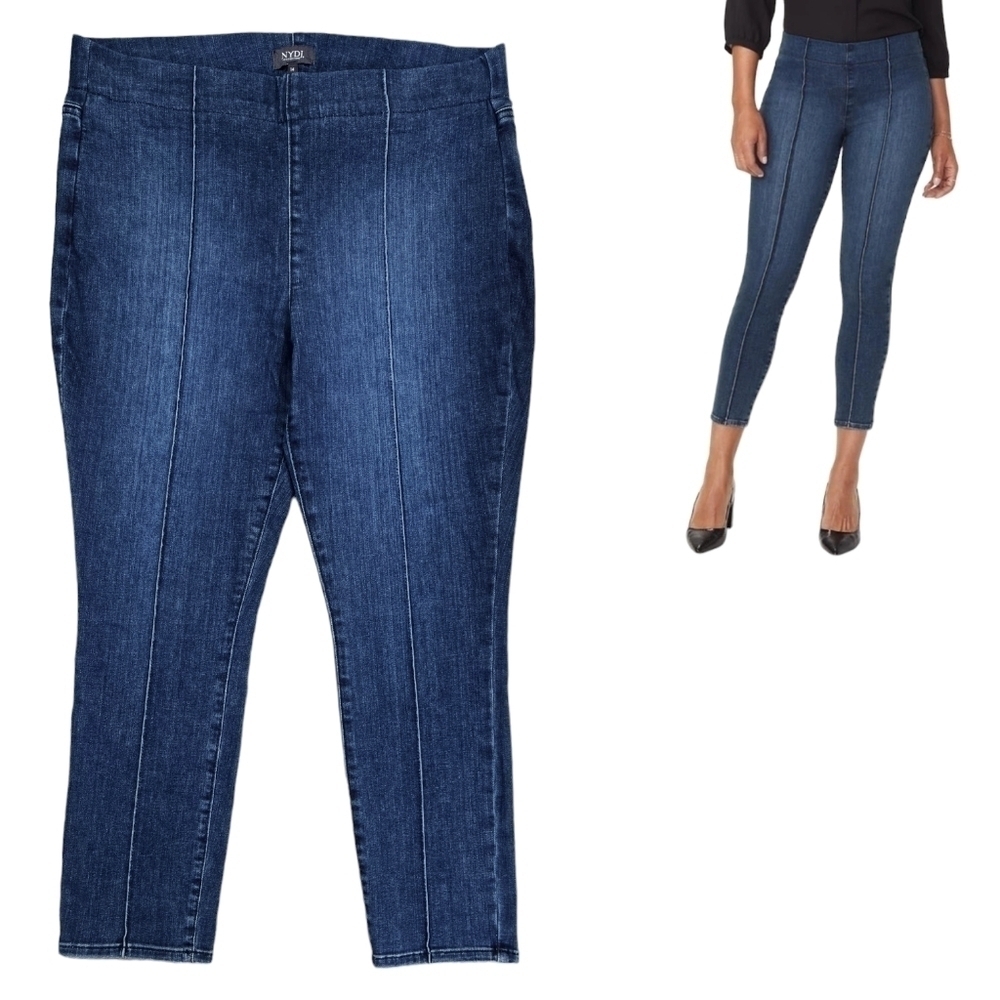NYDJ Pintucked Pull-on Stretch Ankle Skinny Jeans in Hahn Front Seam Lift Tuck